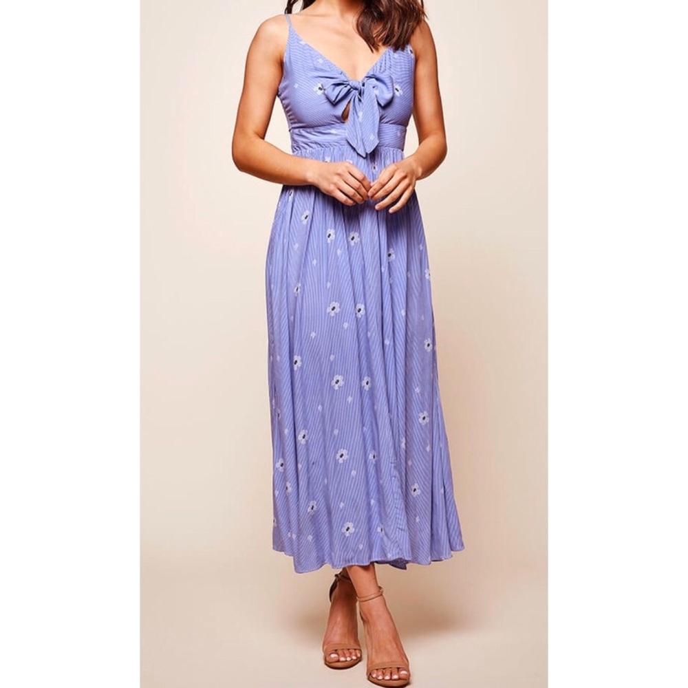 Thin stripe maxi dress in light blue
